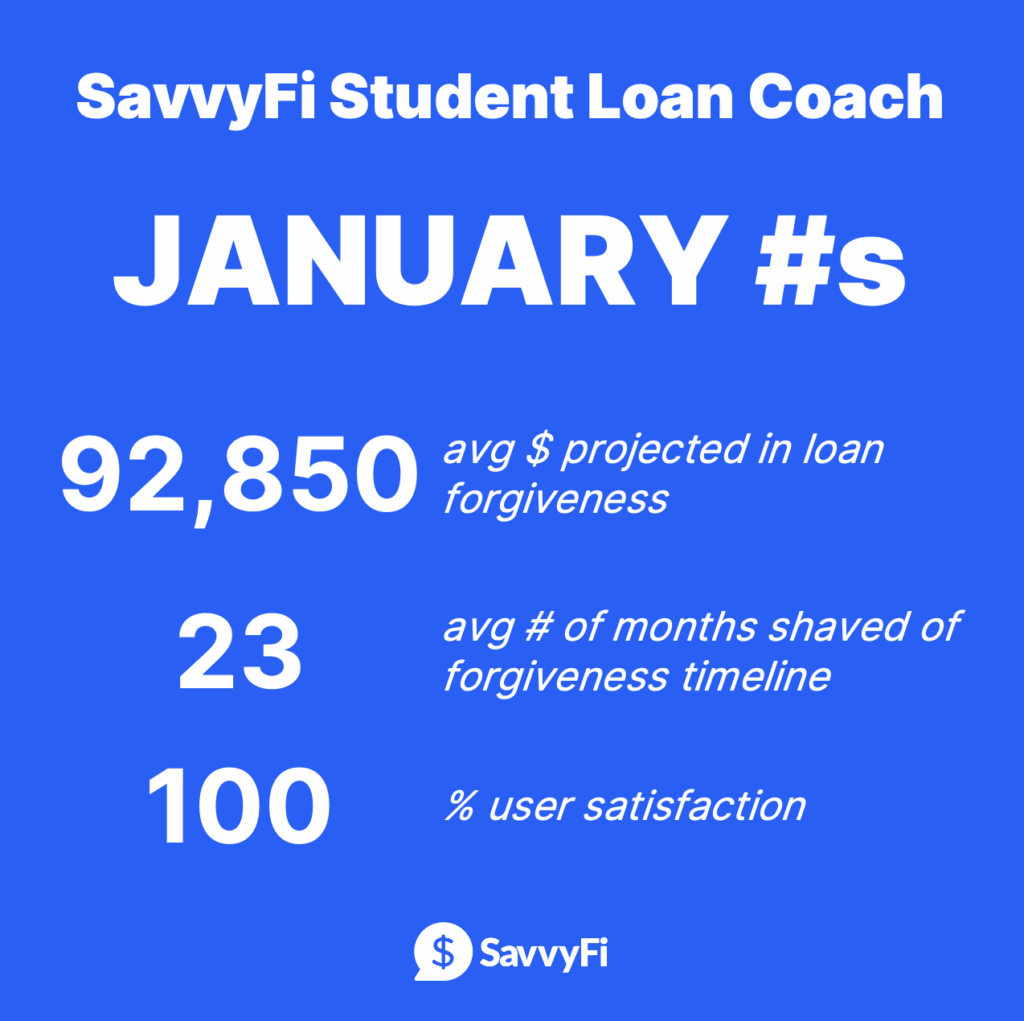 January Numbers - Impact and user satisfaction of PSLF coaching